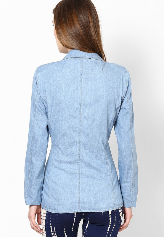 Only Printed Single Breasted Casual Women Blazer(Blue)