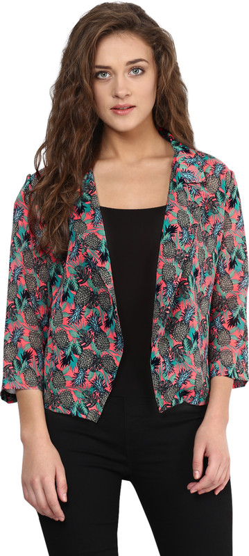 Miss Chase Floral Print Single Breasted Casual Women Blazer(Multicolor)