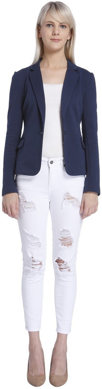 Vero Moda Solid Single Breasted Casual Women Blazer(Dark Blue)