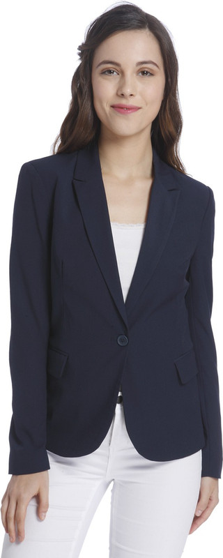 Vero Moda Solid Single Breasted Casual Women Blazer(Blue)