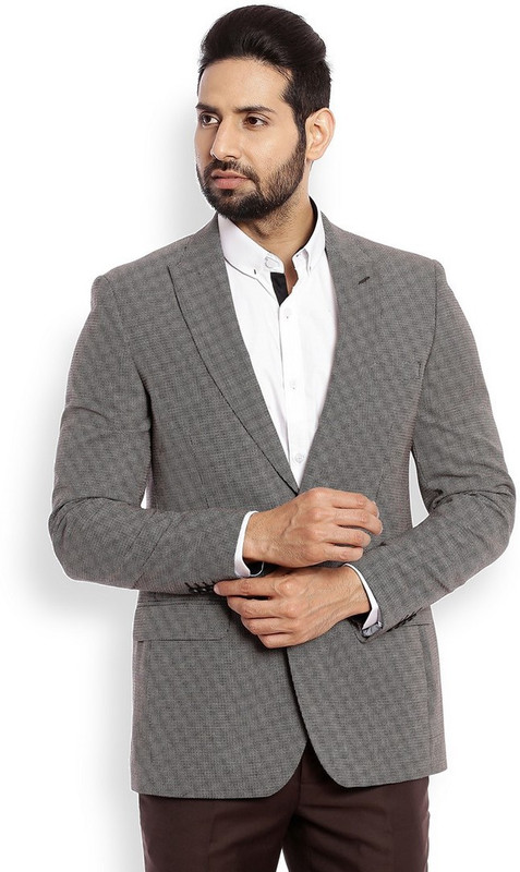 Raymond Solid Single Breasted Formal Men Blazer(Grey)