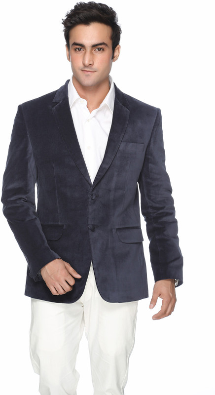 Platinum Studio Solid Single Breasted Party Men Blazer(Dark Blue)