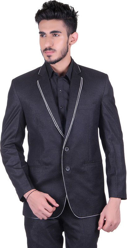 Protext Solid Single Breasted Sports, Festive, Lounge Wear, Party, Formal, Casual, Wedding Men Blazer(Black)