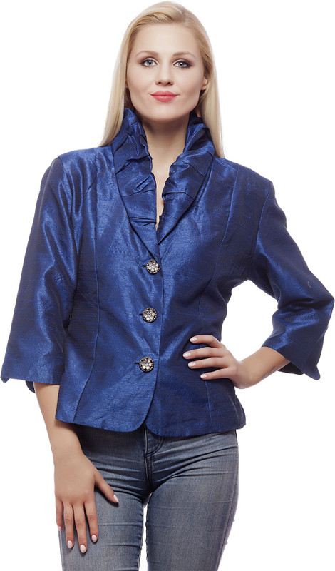 Clo Clu Solid Single Breasted Party Women Blazer(Blue)
