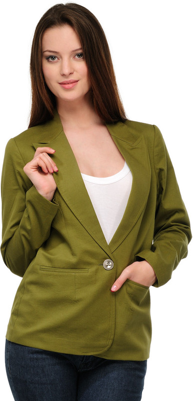 Stilestreet Solid Single Breasted Casual Women Blazer(Green)