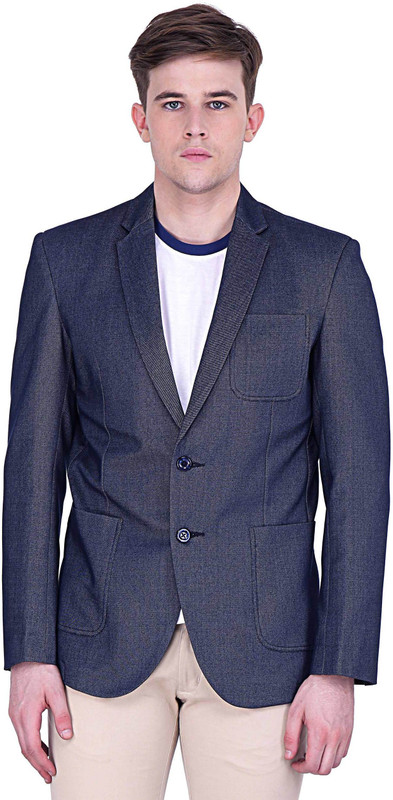 Quontico Solid Single Breasted Casual Men Blazer(Dark Blue)