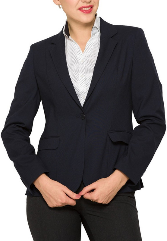 Park Avenue Solid Single Breasted Formal Women Blazer(Dark Blue)