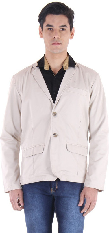 Fifty Two Solid Single Breasted Casual Men Blazer(White)