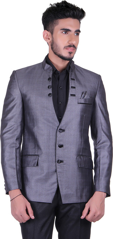 Protext Solid Single Breasted Sports, Festive, Lounge Wear, Party, Formal, Casual, Wedding Men Blazer(Grey)