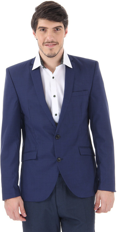Selected Solid Single Breasted Casual Men Blazer(Blue)