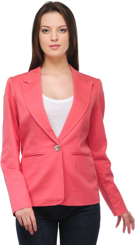 Stilestreet Solid Single Breasted Casual Women Blazer(Pink)