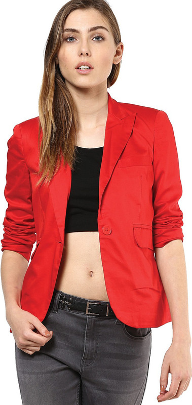 Vero Moda Solid Single Breasted Casual Women Blazer(Red)