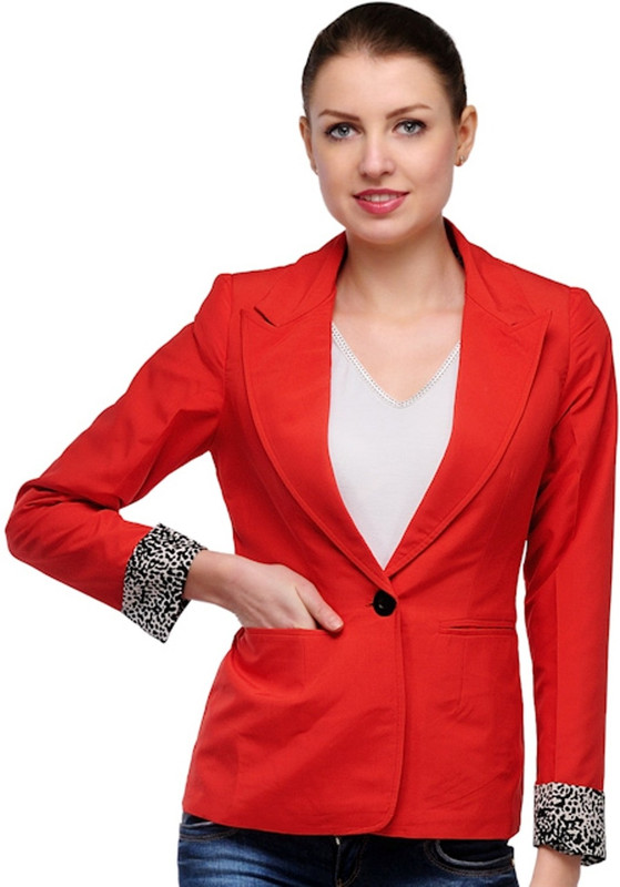 Stilestreet Solid Single Breasted Casual Women Blazer(Red)