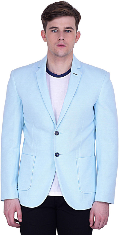 Quontico Solid Single Breasted Casual Men Blazer(Blue)