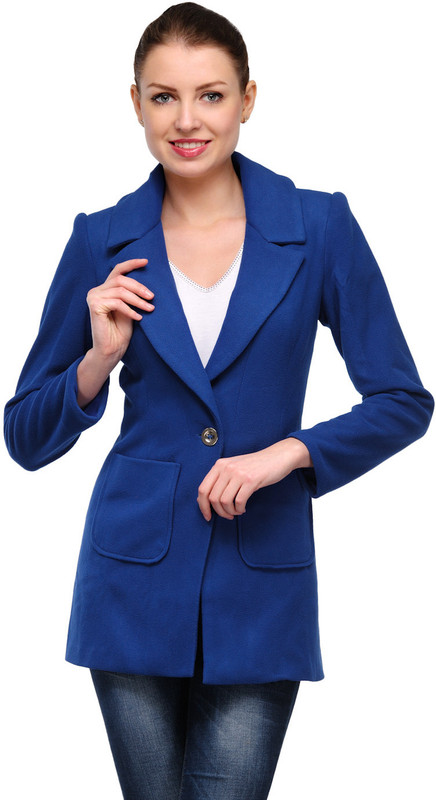 Stilestreet Solid Single Breasted Casual Women Blazer(Blue)