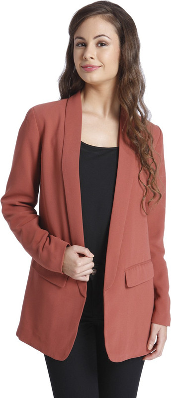 Only Solid Single Breasted Casual Women Blazer(Maroon)