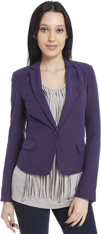 Only Solid Single Breasted Casual Women Blazer(Purple)