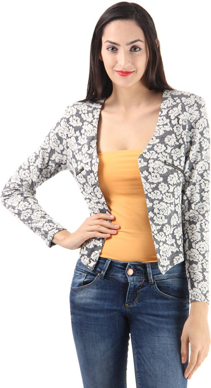 Only Printed Single Breasted Casual Women Blazer(Grey)