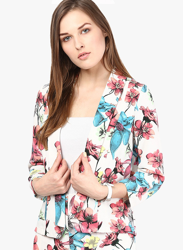 Only Printed Mandarin Casual Women Blazer(White)