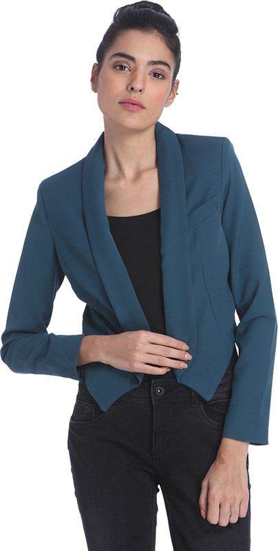 Only Solid Mandarin Casual Women Blazer(Green)