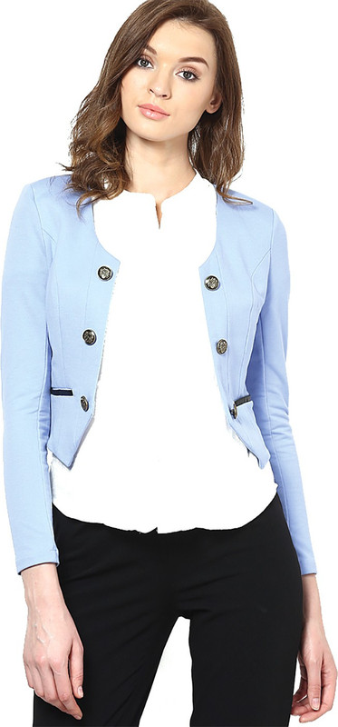 Vero Moda Solid Single Breasted Casual Women Blazer(Light Blue)