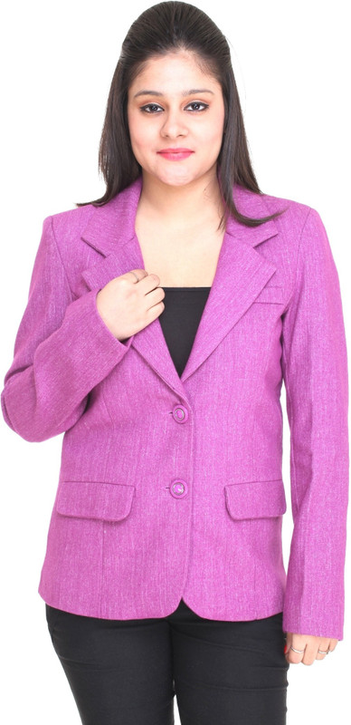 Trufit Solid Single Breasted Casual Women Blazer(Purple)