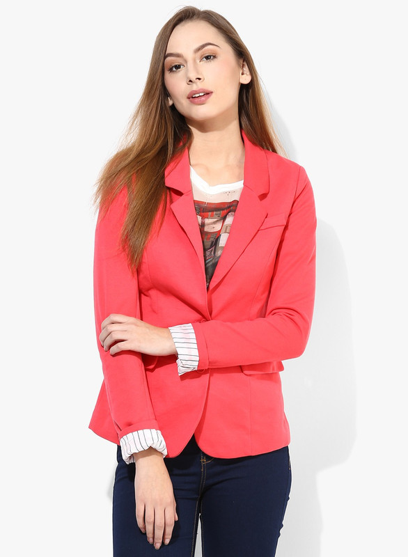 Only Solid Single Breasted Casual Women Blazer(Red)