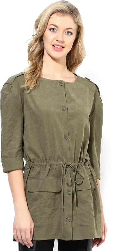Vero Moda Solid Single Breasted Casual Women Blazer(Green)
