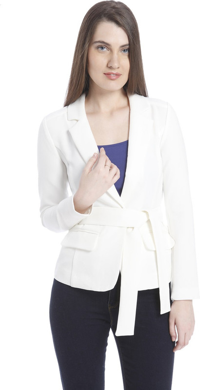 Vero Moda Solid Double Breasted Casual Women Blazer(White)