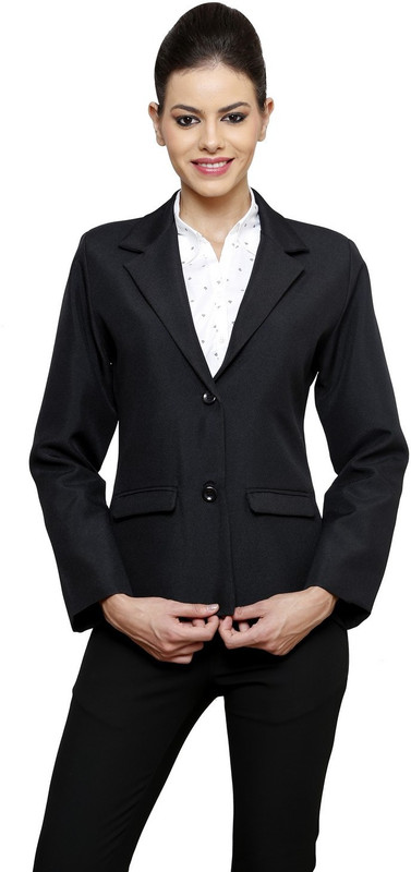 NGT Solid Double Breasted Formal Women Blazer(Black)