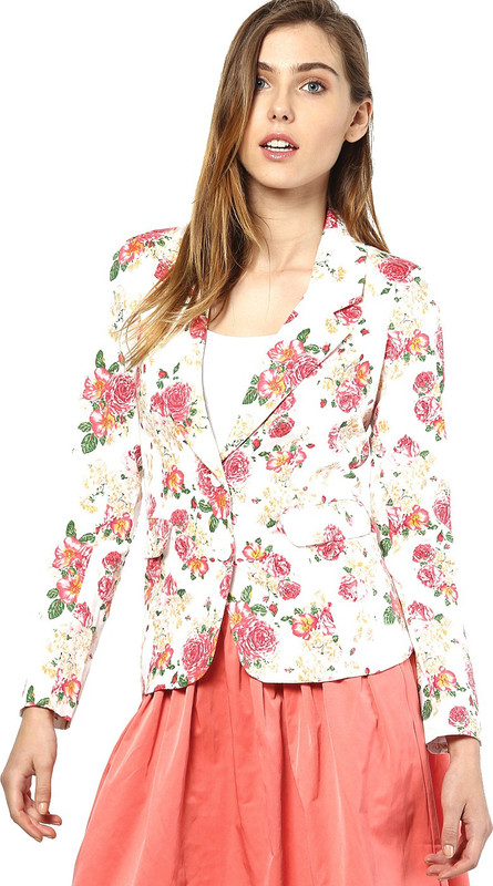 Vero Moda Floral Print Single Breasted Casual Women Blazer(White)