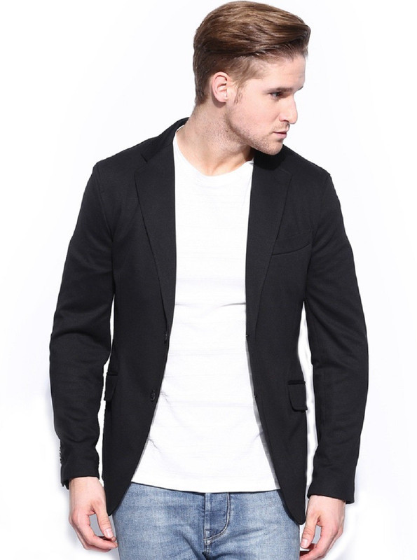 Menjestic Solid Single Breasted Casual Men Blazer(Black)