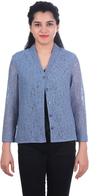 VR Designers Self Design Mandarin Lounge Wear, Formal Women Blazer(Purple)
