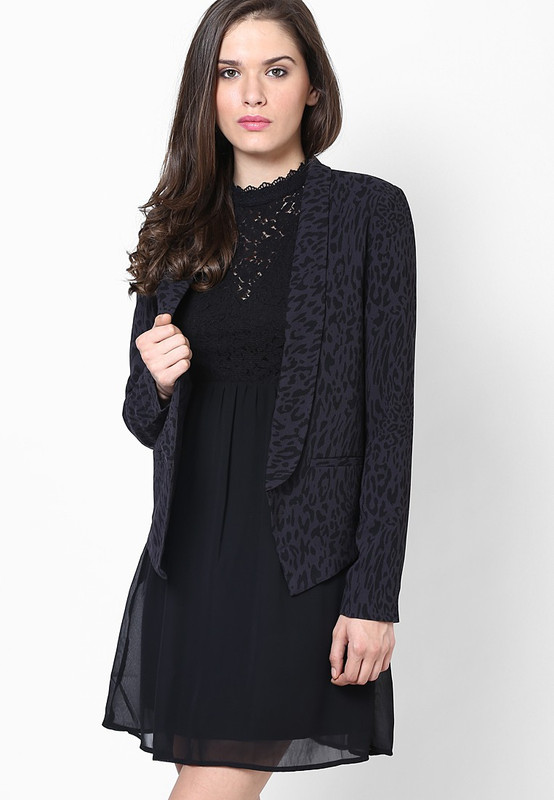 Only Printed Single Breasted Casual Women Blazer(Black)