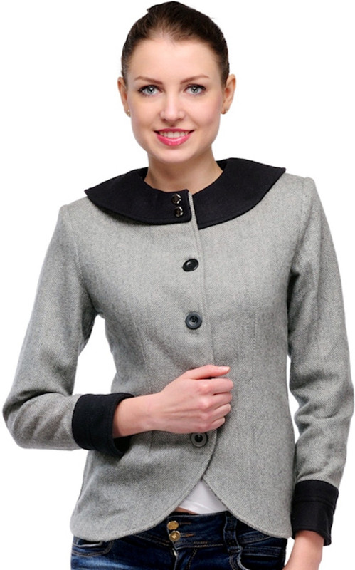Stilestreet Solid Single Breasted Casual Women Blazer(Grey)