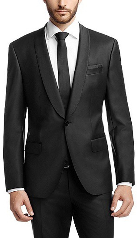 Menjestic Solid Tuxedo Style Festive, Party, Formal, Wedding Men Blazer(Black)
