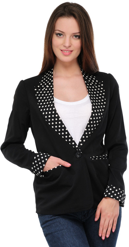 Stilestreet Solid Single Breasted Casual Women Blazer(Black)
