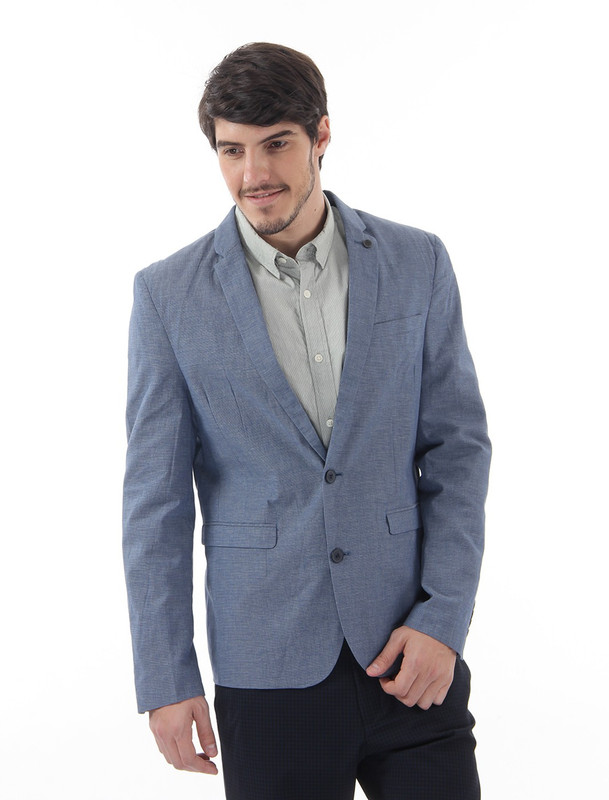 Selected Solid Single Breasted Casual Men Blazer(Light Blue)