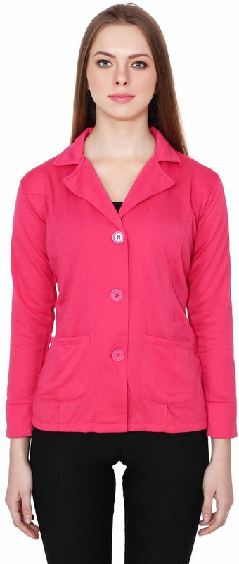 TeeMoods Solid Single Breasted Casual Women Blazer(Pink)