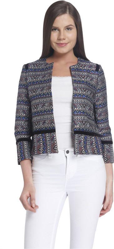Vero Moda Printed Single Breasted Casual Women Blazer(Blue)