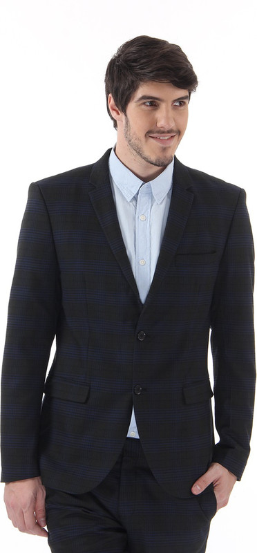 Selected Checkered Single Breasted Casual Men Blazer(Green)