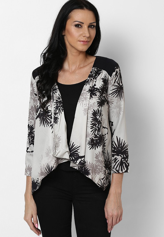 Vero Moda Printed Single Breasted Casual Women Blazer(Silver)