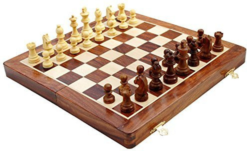 SouvNear Magnetic Chess Set Game with Travel Bag - Fine Wood Classic Handmade Standard Staunton Themed Ultimate Chess Set - Comes with Storage for Pieces in the Wooden Board - Best Gift for All Board Game