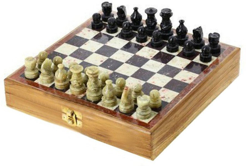 Nakkashee Marble Stone Chess Set and Board Game_Size 12 Inch Board Game