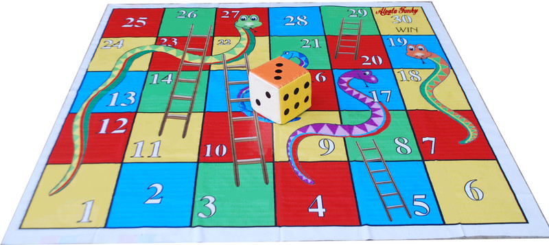 Atpata Funky 6x6 Ft Mat Snakes&Ladders & Dice 5inch Board Game