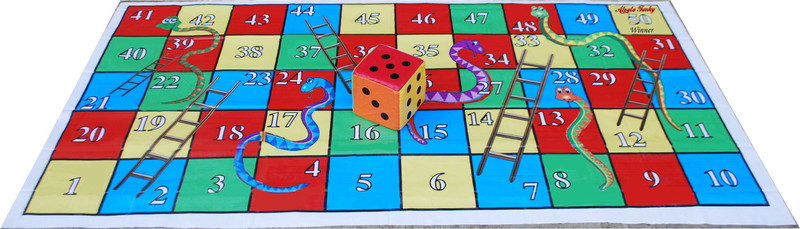 Atpata Funky 8x4 Ft Mat Snakes &Ladders & Dice 8inch Board Game