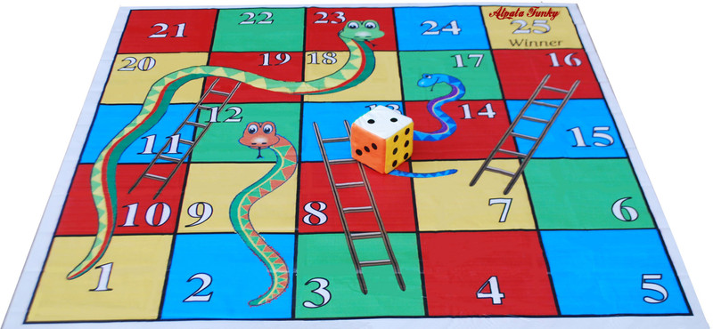 Atpata Funky 5x5 Ft Mat Snakes &Ladders & Dice 8inch Board Game