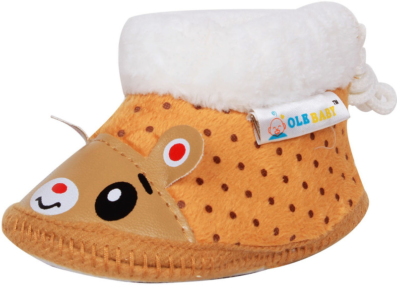 Ole Baby Cute Mousy Applique Soft Furry Organic Toons 12-18 Months Booties(Toe to Heel Length - 13 cm, Yellow)