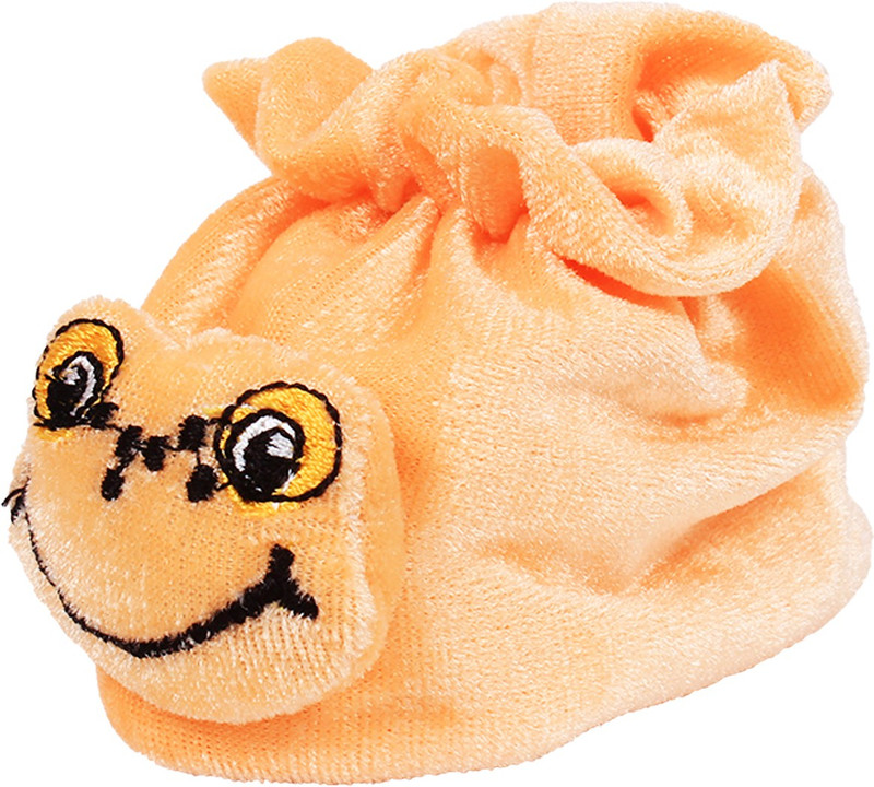 Ole Baby Smart Froggy Soft Velvet Furry Friend Smiling Cartoon Booties(Toe to Heel Length - 10 cm, Orange)