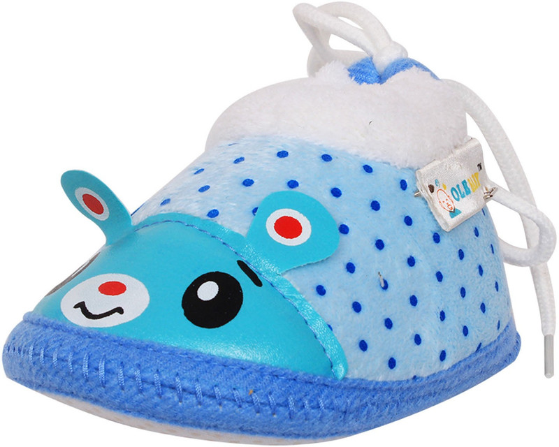 Ole Baby Cute Mousy Applique Soft Furry Organic Toons 12-18 Months Booties(Toe to Heel Length - 12 cm, Blue)